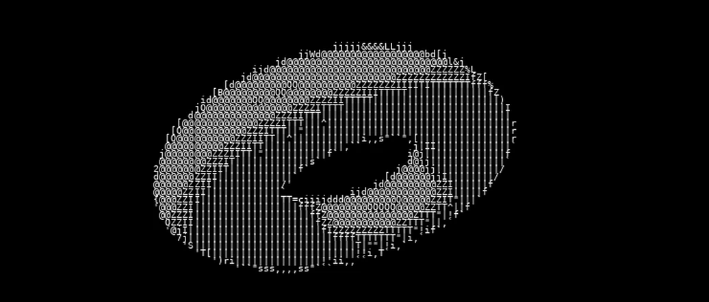 The torus at 120 columns in the initial build: squashed wider than the source and full of vertical bars