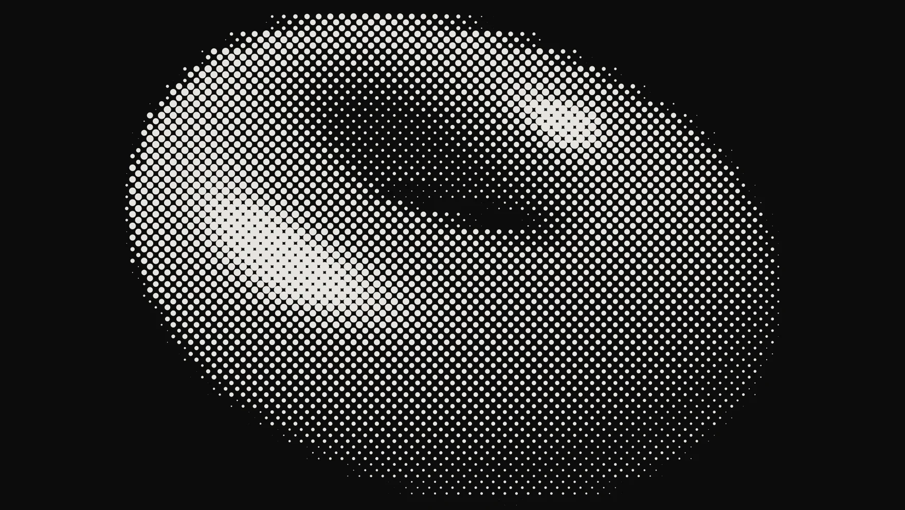 The gradient torus in Halftone mode, a rotated grid of round dots sized by brightness
